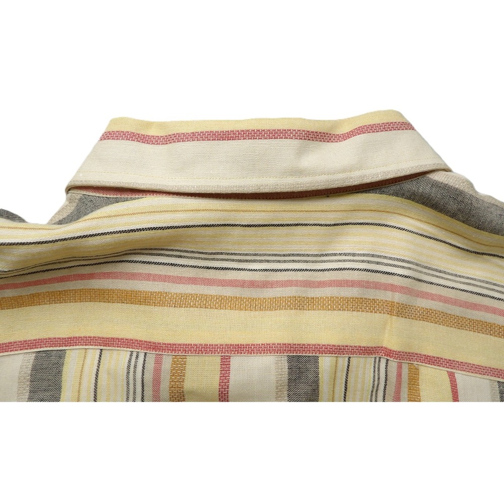 VTG 90s Joseph Abboud Men XL Linen Viscose Striped Short Sleeve Shirt Hong Kong - Picture 14 of 16